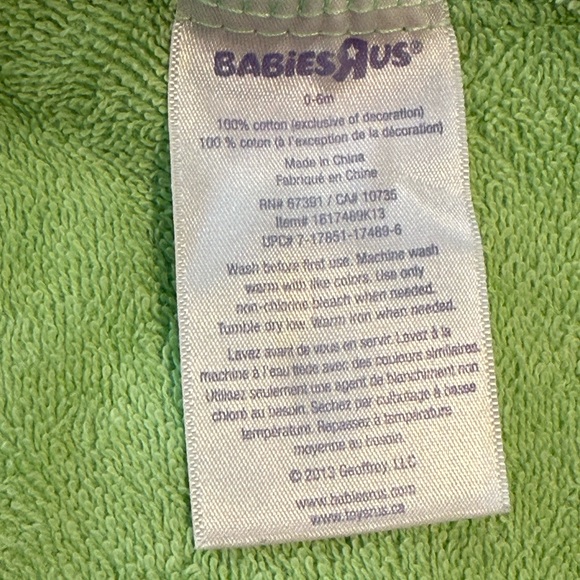 Babies R Us Hooded Baby Towel Green Duck Cotton Bath Wrap - Picture 9 of 9